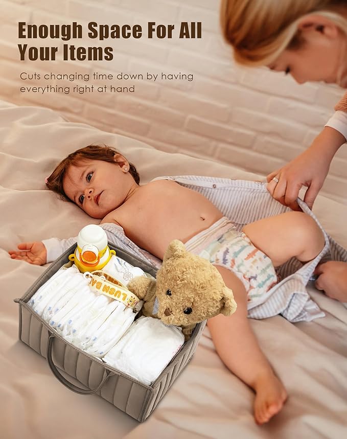 SWEET DOLPHIN 2-Pack Baby Diaper Caddy Organizers, Stylish Storage Baskets for Newborn Essentials, Diaper Station & Car Travel, Value Bundle for Baby Shower Gifts & Registry Must-Haves - Mocha Brown