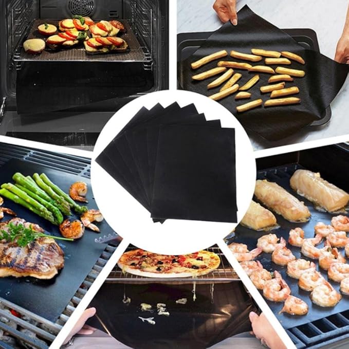 Dailyart 19x15inch Grill Mats for Outdoor Grill, Set of 5 Non-Stick Teflon Grill Mat, Upgraded & Enlarged Reusable Grill Mats for Grilling, BBQ Grilling Accessories for Gas, Charcoal, Electric