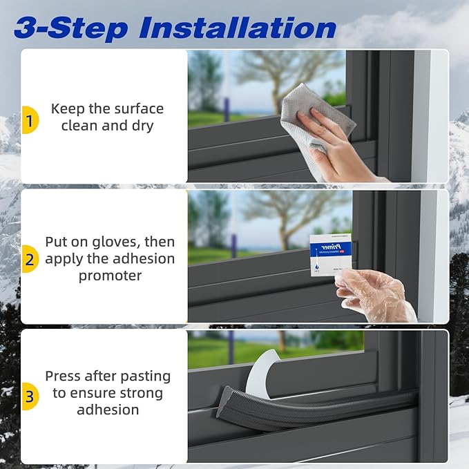 Weather Stripping Door Seal Strip for Door Frame,Window Insulation for Winter,Doors Soundproofing Gap Filler,Window Sealer Exterior Doors Weather Stripping,Foam Windows Draft Stopper (Black,118'')