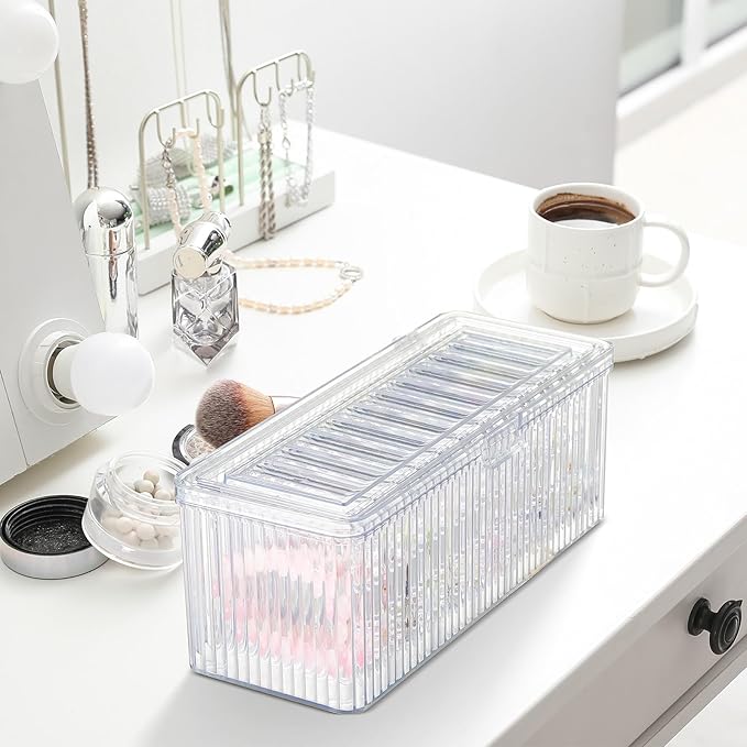 2 Pack Acrylic Bracelet Jewelry Storage Box with 12 Portable Anti Tarnish Organizers for Earrings/ring/necklace (Clear)