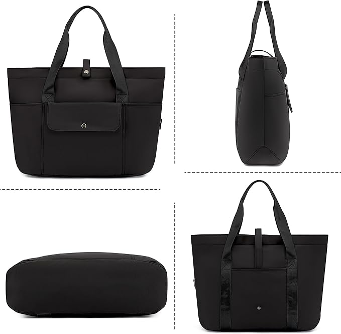 TANTOMI Tote Bag for Women Foldable, Waterproof Work Bag with Zipper, Large Shoulder Handbag for Travel - 20.9''L x 6''W x 14''H