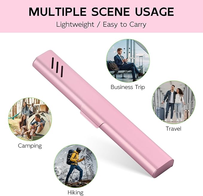 Travel Toothbrush Case, Portable Toothbrush Holder, Durable Aluminum Toothbrush Storage Box, Small Breathable Manual Toothbrush Container for Traveling, School, Camping, Business Trip - Pink