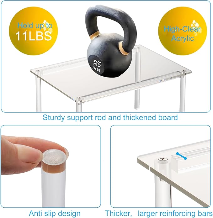 1 Pack Acrylic Cabinet Organizer, Kitchen Countertop Counter Organizer, Clear Spice Rack, Shelf Risers Cabinets for Bathroom, Desk, Dresser Cupboard Organizers and Storage