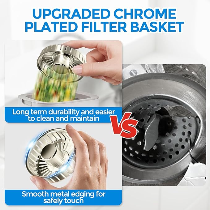 zaa Kitchen Sink Drain Strainer - Kitchen Sink Stopper, 304 Stainless Steel Sink Drain Stopper, Sink Protector for Kitchen with Anti-Clog Filter, Fit US Standard 3-1/2'' Sink Drain Hole, Nickel