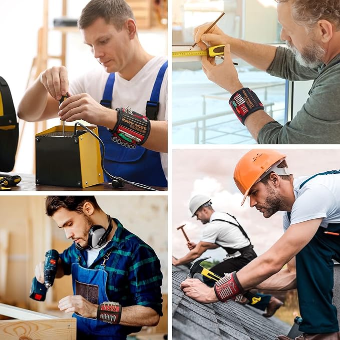 Father Day Gifts from Daughter Wife Son Magnetic Wristband: Men Tool Gifts for Men Him Belt Magnet Wrist for Holding Screws Nails Cool Gadgets Ideas Grandpa Father Day Gifts for Husband Dad Papa