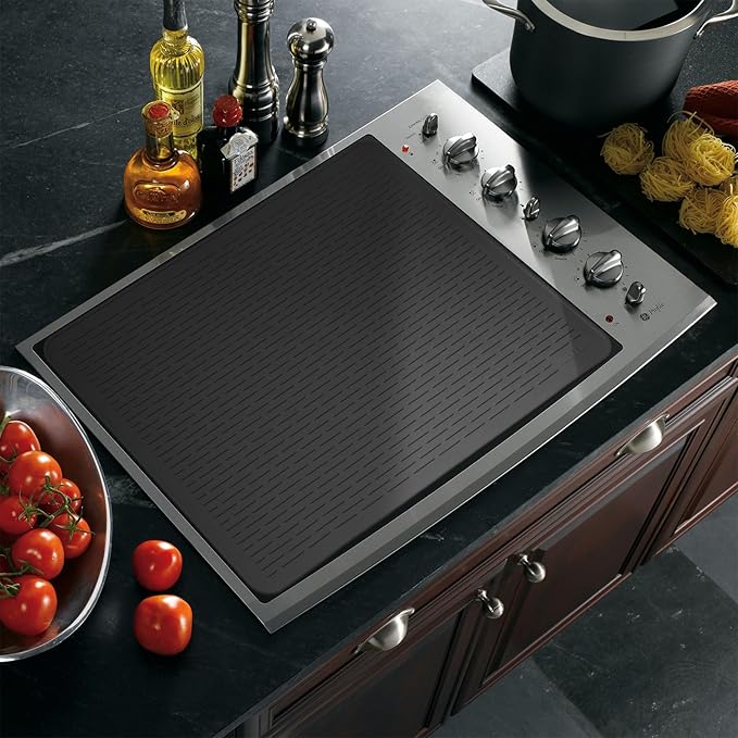 YUHFERA Stove Top Cover for Electric Stove - Silicone Stove Mat for Glass Top, Glass Cooktop Protector, XL Dish Drying Mats for Kitchen,Oven Covers for Electric Stove (Black,30 x 21)