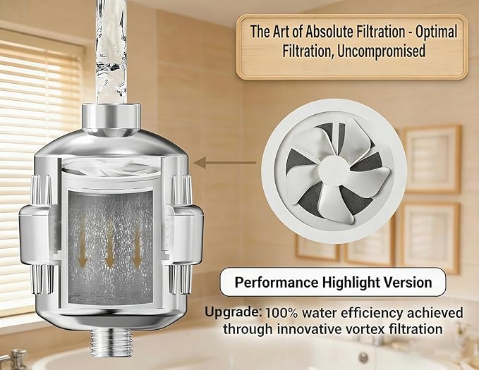 25-Stage Shower Filter with Enhanced KDF, Reduces Scale Buildup, Revitalizes Hair, Skin & Nails. Softens Hard Water, Removes 99% Lead, Chlorine, Fluoride & Harmful Chemicals. High-Output Flow, Chrome