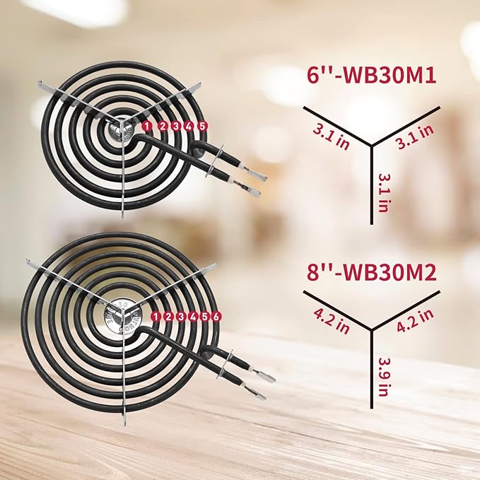 MP22YA Electric Stove Burner Element Replacement Set & W10290350 W10290353 4 Pack Silver Drip Pans - Perfectly Fit Whirlpool Electric Range Stove Top