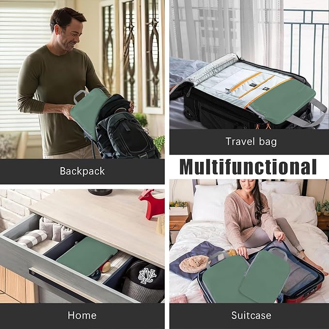 4 Set Compression Packing Cubes Travel - Travel Accessories Expandable Packing Organizers for Carry On - Essentials Luggage Bags - Green