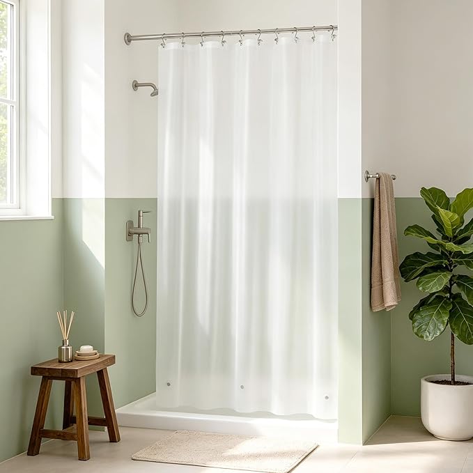 Mrs Awesome Frost Shower Curtain Liner with 3 Magnets, 54x72 Frosted PEVA Shower Liner, Light Weight Plastic Shower Curtain for Bathroom, Waterproof,Frost