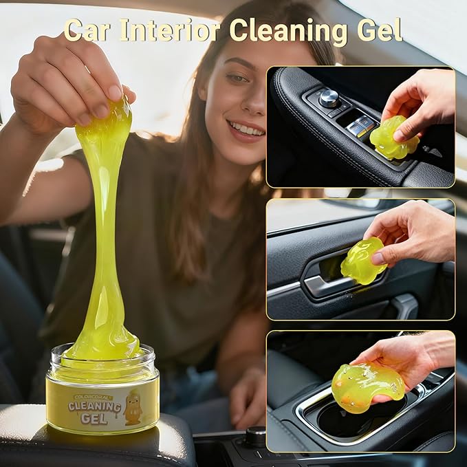 ColorCoral 4 Pack Car Cleaning Gel Reusable Auto Slime Cleaner Dust Cleansing Gels,Vehicle Interior Cleaning Care Putty,Keyboard Cleaner Goop for Car Vent, Corners, Crevices,Office Desktops Debris
