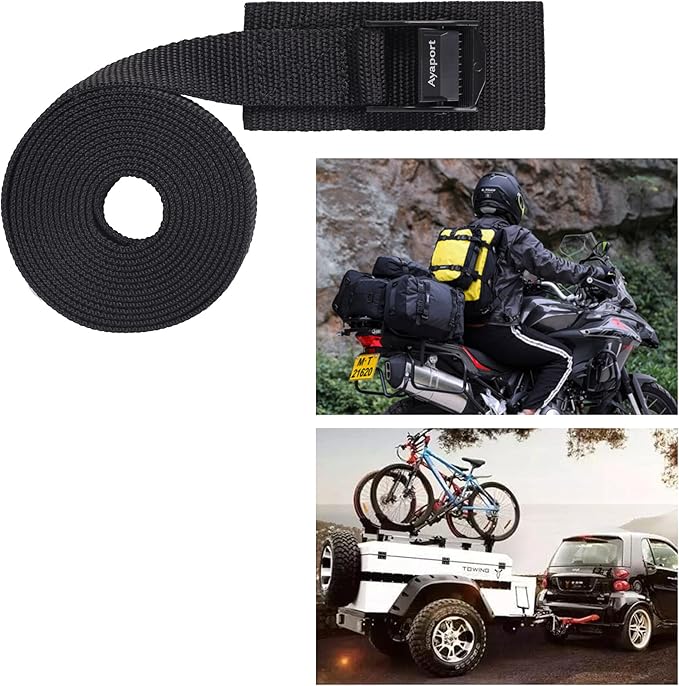 Ayaport Lashing Straps with Buckles Adjustable Cam Buckle Tie Down Cinch Strap for Packing Black 4 Pack