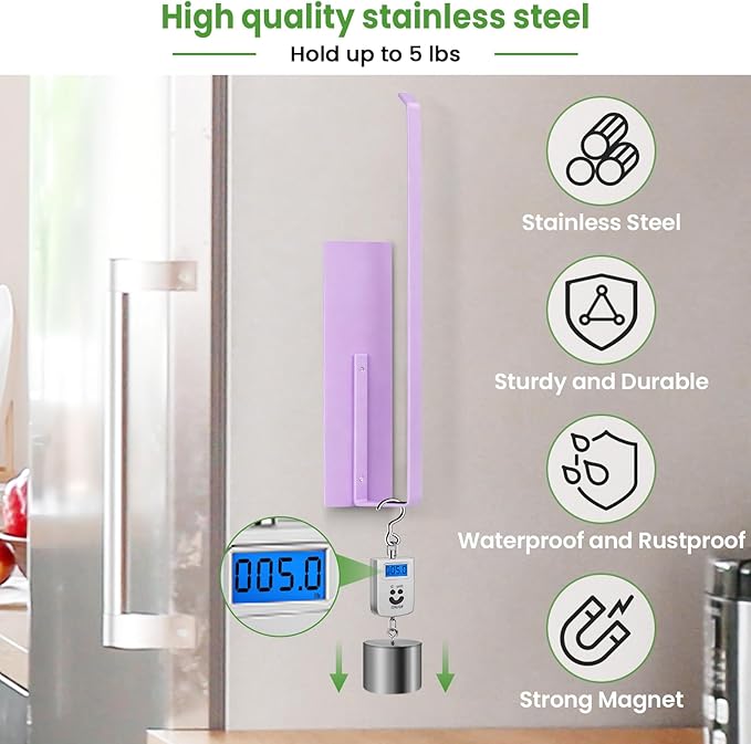 Magnetic Paper Towel Holder for Fridge, Toilet Paper Roll Holder Magnetic Paper Towel Rack Wall Mount Fridge Organizer for Papers Towel Roll Bathroom Toilet Garage RV Decor Kitchen Organization Purple
