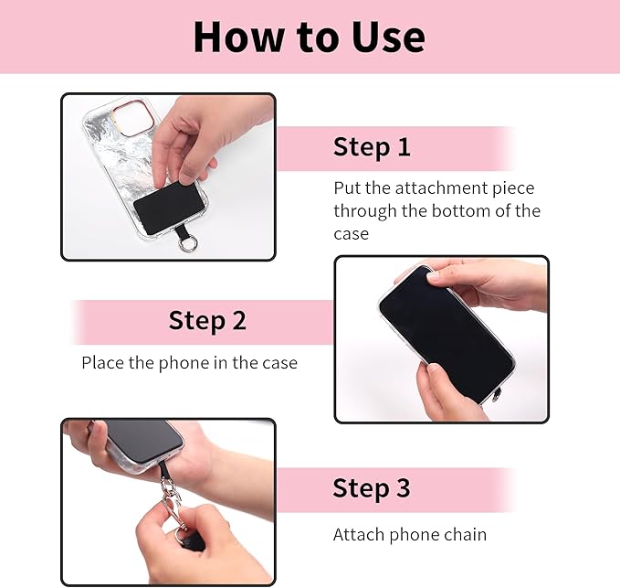 PUGPIU 2 Pack Clip and Go Strap for Phone with Wallet Crossbody - Phone Strap Crossbody with Zippered Pouch, Multifuctional Adjustable Cell Phone Lanyard for Going out