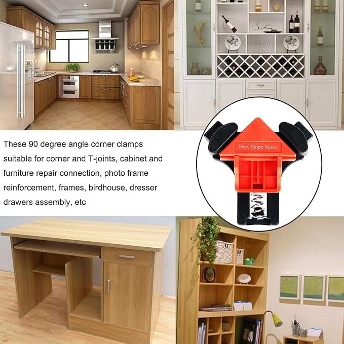 Woodworking 90 Degree Angle Corner Clamps, 8pcs ABS Adjustable Swing Corner Clip Fixer Carpenter Right Angle Fixing Clamps for Drilling, Making Cabinets, Photo Framing, Crafting Projects