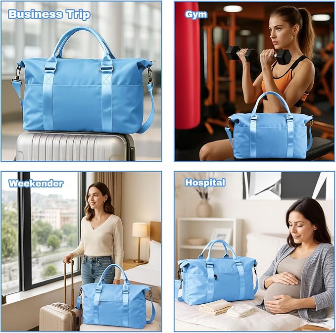 Weekender Duffel Bags for Women, Travel Totes Bag for Airplane Essentials, Overnight Bags for Women with Trolley Sleeve, Large Carry On Hospital Bag for Labor and Delivery, Sport, Gym