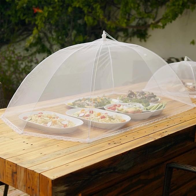 Simply Genius Food Tents for Outdoor Serving - 2-Pack Extra Large 39 in x 24 in, White - Mesh Cover & Foldable Nets for Outdoor Entertaining & Party Supplies, Picnic & Backyard Essentials