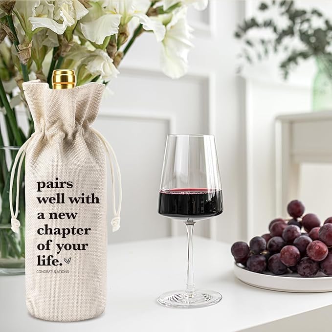 Funny New Chapter Wine Bag New Beginnings Gifts for Women Men Thank You Gift for Teacher Employee Coworker Friend Here's to Your Next Chapter Hanging Ornament