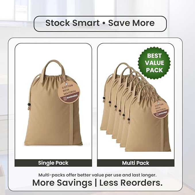 LFH Home Cotton Canvas Large Laundry Bag with Handle, Heavy Duty Drawstring Closure Washable Laundry Bags, for School Travel, Home, Hotel, College Dorm, Organizer Sack, Toys Clothes 28x40-Beige
