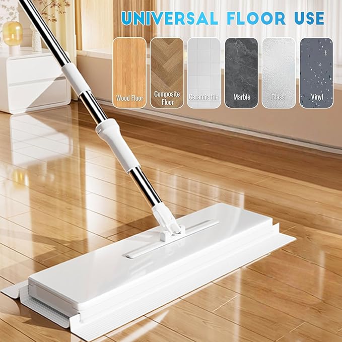 Snap Grip Mini Mop, Cloth Changing Mini Mop, Lazy Mopa Compatible with Swiffer Wet/Dry Pads, Dust Mopping for Hardwood, Tile, Floor, Includes 20 Disposable Dry Pads, Home Cleaning Essential (White)