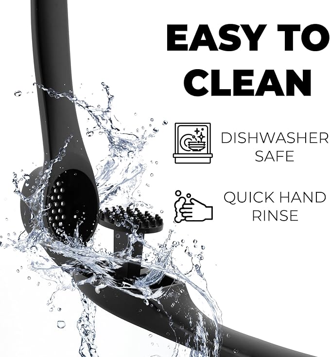 Zulay Kitchen Large Premium Garlic Press Set – Rust Proof & Dishwasher Safe, Bigger Bowl Garlic Mincer Tool with Silicone Garlic Peeler & Brush, Easy Squeeze & Clean, Ergonomic Handle - Black