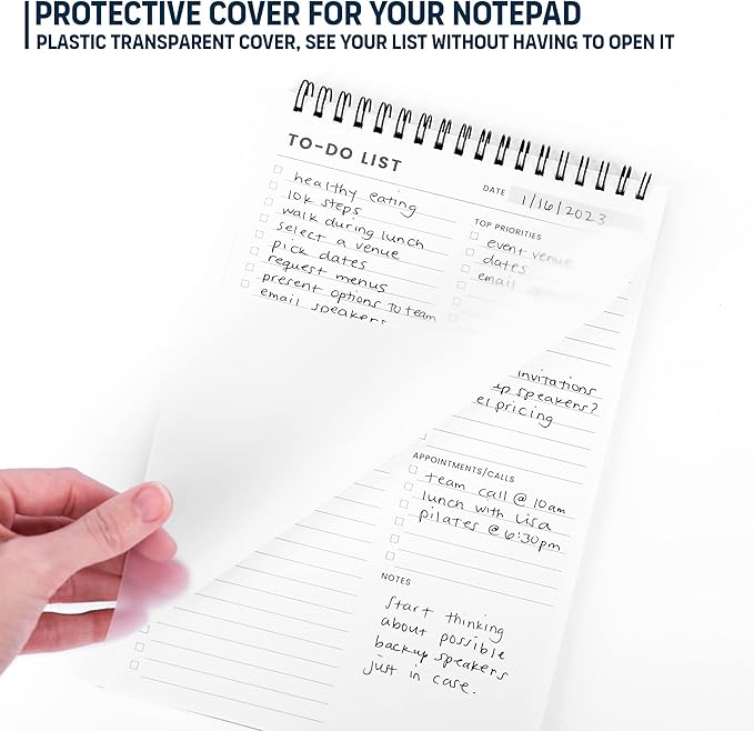 To Do List Notepad: With Multiple Functional Sections - 6.5 x 9.8" 60 Sheets - Spiral Daily Planner Notebook - Task CheckList Organizer Agenda Pad for Work - Note & Todo List Organization Notebooks