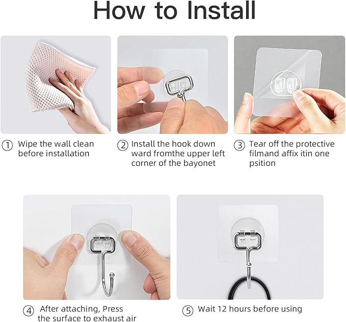 Large Adhesive Hooks for Hanging Heavy Duty 44 lb (Max) 30 Pack, 304 Stainless Steel Self Adhesive Sticky Hooks Waterproof Wall Hook for Home Bathroom Shower Kitchen Outdoor Utility Hook