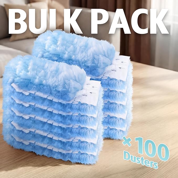 Duster Refill for Swiffer Duster, 100 Count Heavy Duty 2 Side 360° Duster Refills, 6X Microfibers, Disposable Multi Surface Dusters for Cleaning (Not Include Handle)