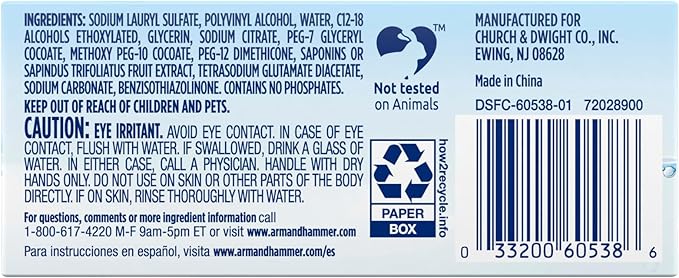 ARM & HAMMER Power Sheets Laundry Detergent, Fragrance Free, No Dyes or Perfumes, Lightweight and Travel-Friendly, 50 Count, Up to 100 Small Loads