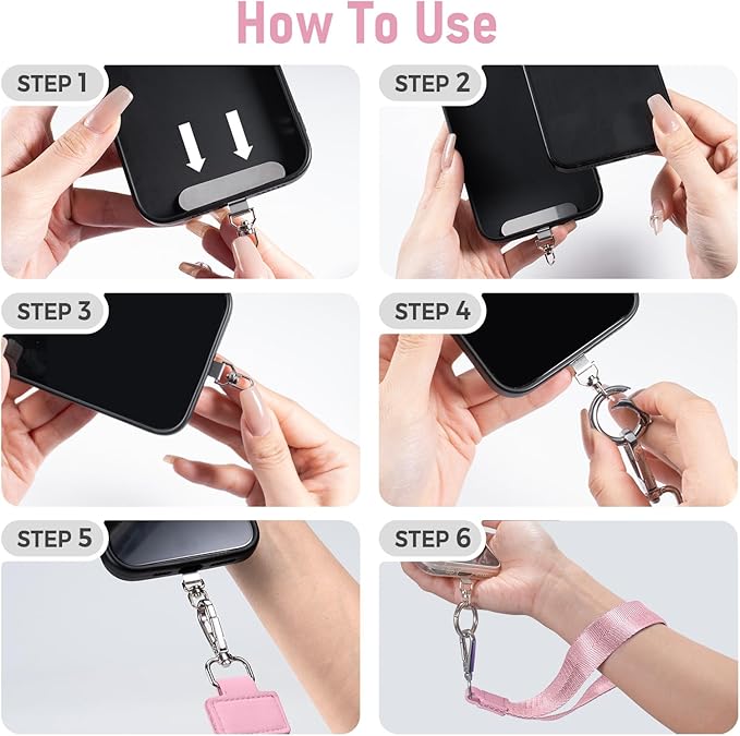Clip and Go Strap for Phone with Wallet Crossbody Phone Lanyard and Detachable Checkered Bag with ID Window and RFID Pouch for Daily Travel. Strawberry