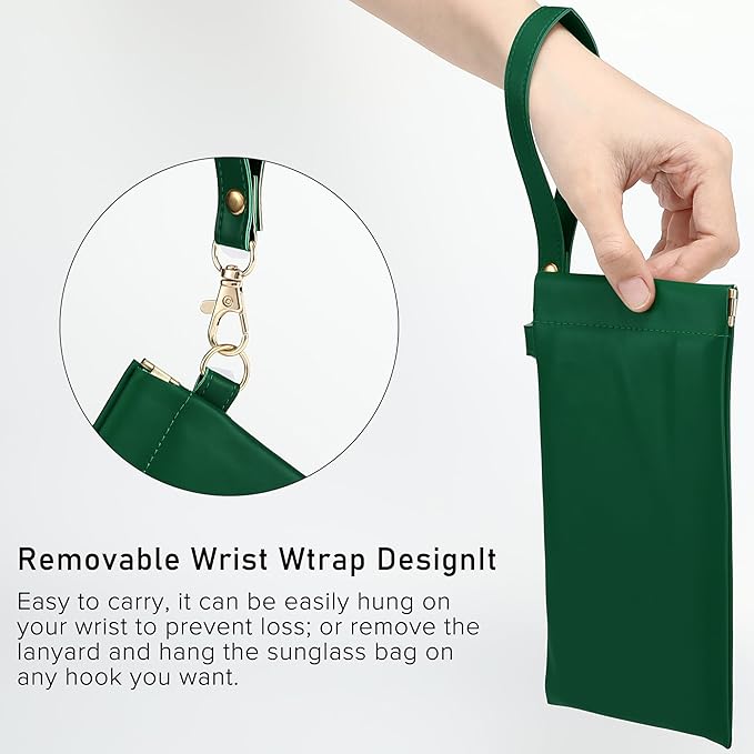 2Pack Leather Glasses Case for Women Men Book-like Hard Shell Eyeglass Bag With Carrying Strap Soft Sunglasses Pouch