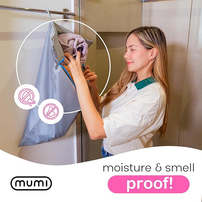 Mesh Laundry Bags for Delicates – MUMI Travel Laundry Bag with Hanger & Pouch | Large Lingerie Wash Bag for Washing Machine, Baby Clothes, Gym & Travel | Odor-Resistant Laundry Mesh Bag (Pink)