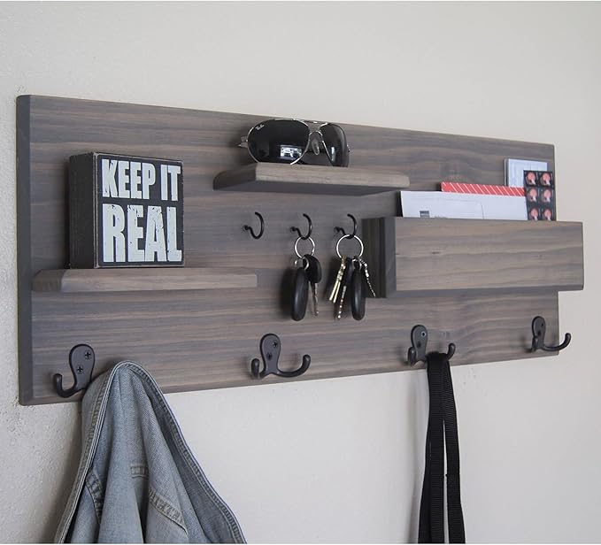 10 Pack Coat Hooks, Heavy Duty Double Prong Coat Hooks Wall Mounted with 20 Screws, No Rust Black Metal Wall Hooks for Hanging Towel, Coat, Bag, Hat, Cup, Key