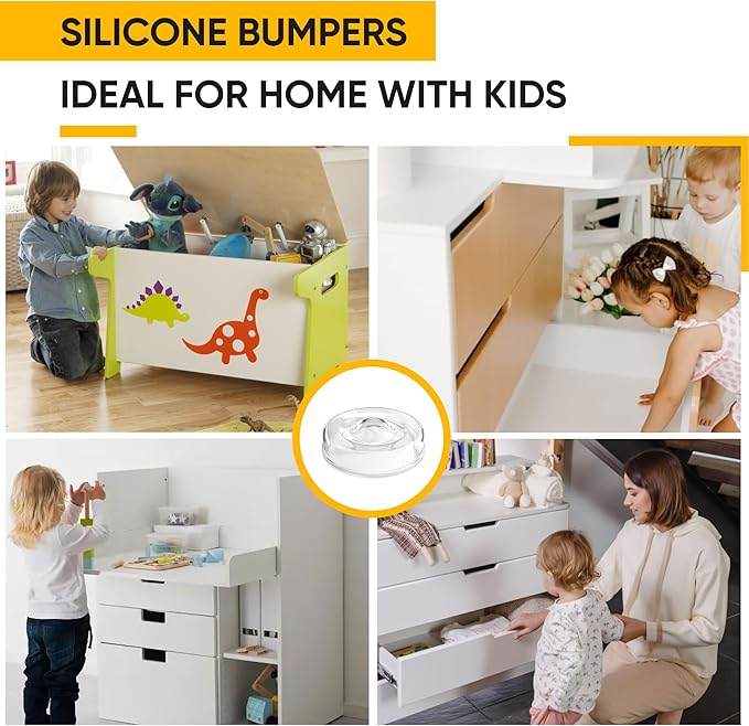 128 Self Adhesive Cabinet Door Bumpers โ Sticky Clear Silicone Rubber Pads for Furniture Drawers, Kitchen Cabinets, Decor, Wall Protection โ Vellax