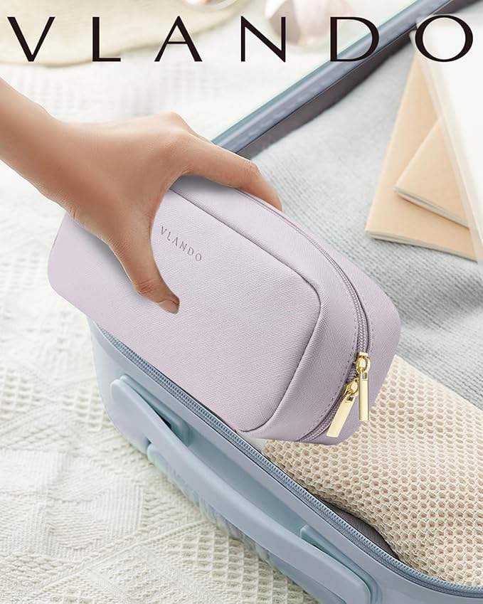 Vlando Small Makeup Bag,Makeup Pouch,Makeup Travel Bag Christmas Gifts for Women Makeup Organizer Case for Toiletries Gifts for Traveler Wife Daughter-Purple