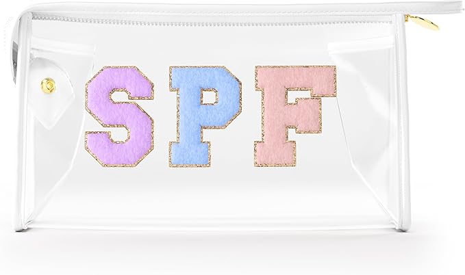 Embla Makeup and Lotion Bag - Waterproof Makeup and Sunscreen Pouch for Travel, Beach, Pool - Clear Zipper Pouch for Sunscreen and Cosmetics Storage, Durable Make Up Organizer for Beach Bag Essentials