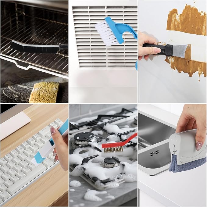 Window Cleaner Set, 17Pcs Window Door Tracks Groove Crevice Cleaning Brushes Tools for Sliding Glass Doors, Air Conditioner