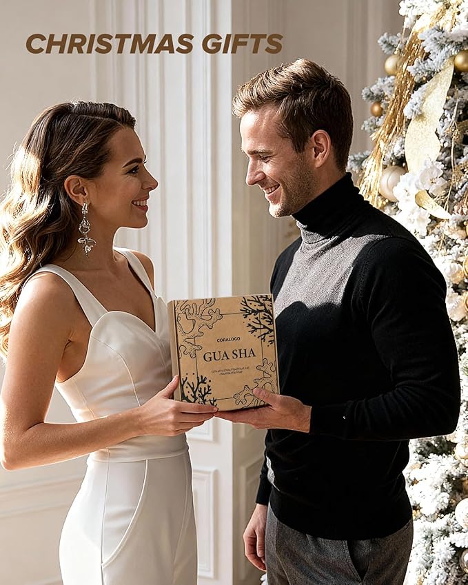 Coralogo Stainless Steel Gua Sha Tools - 4pc Skin Care Tools Set with Gua Sha Oil, Soap, Muscle Scraper for Face Massaging Body Relaxing, Self Care Gift for Christmas Birthday Valentine's Day