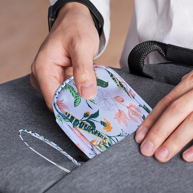 Electronics Organizer Travel Case, Cable Organizer Travel Essentials Tech Pouch,Suitable for Charger, Cable, Phone,Flash Drive,White Flower