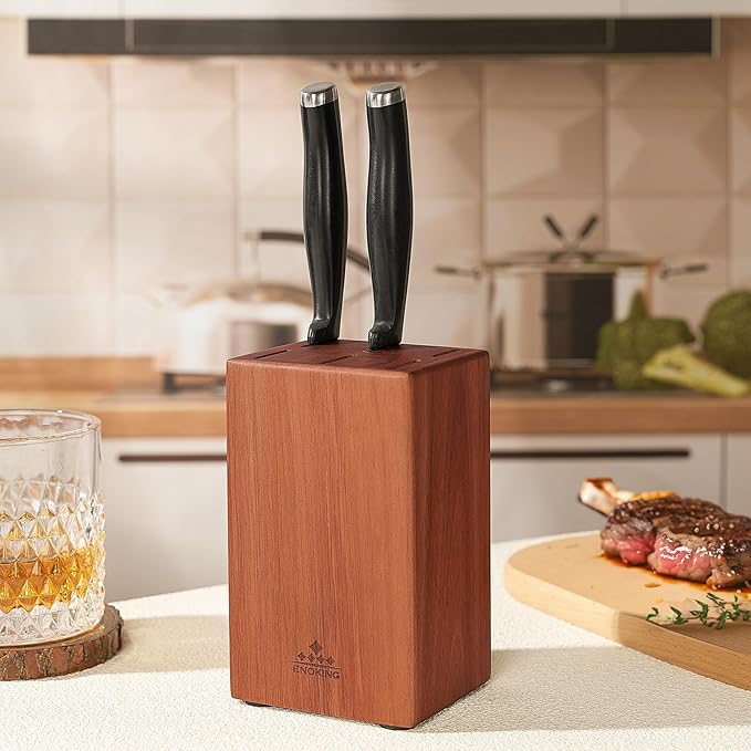 ENOKING 5.5" Steak Knife Block without Knives,Acacia Wood Knife Holder with 6 Slot, Small Knife Storage for Home/Kitchen