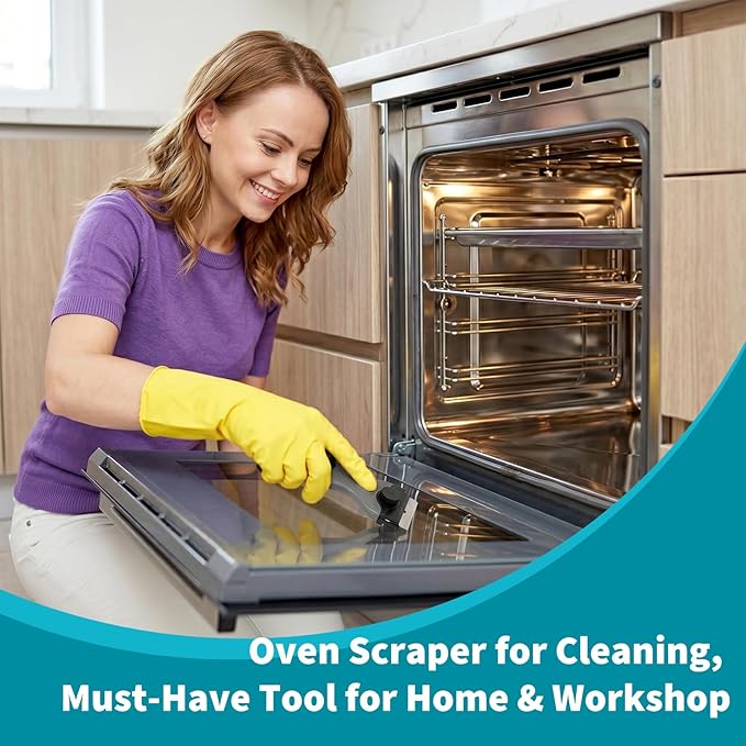 Oven Scraper for Cleaning, Glass Stove Top Scraper for Removes Tough Grease & Carbon Buildup, Multi-Purpose Glass Scraper Tool for Oven, Stovetop, Window, Tile, Floor 2 Pack