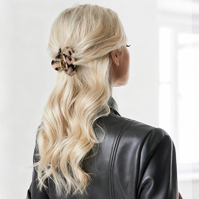 3 Pack Hair Claw Clips Women Large Tortoise Hair Clip French Design Barrettes Celluloid Leopard Print Accessories Jaw Clips for Thick Hair