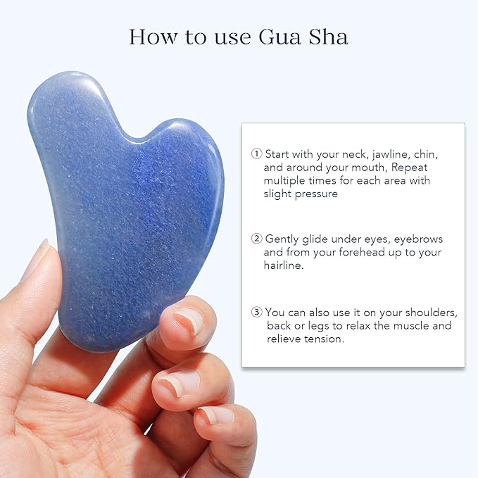 BAIMEI IcyMe Jade Face Roller & Gua Sha, Facial Beauty Roller Skin Care Tools, Self Care Gift for Men Women, Massager for Face, Eyes, Neck, Relieve Fine Lines and Wrinkles - Blue