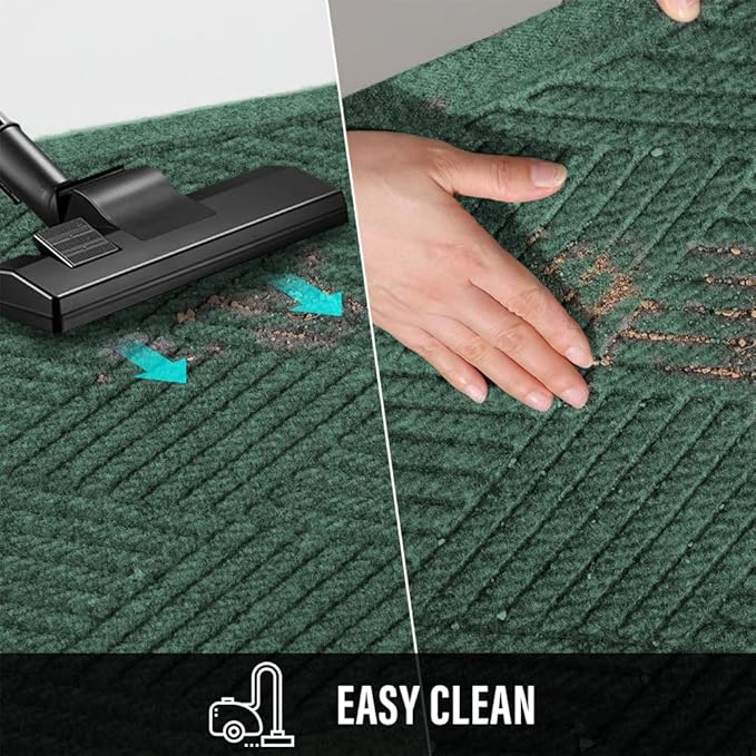 Sturdy Front Door Mat, Absorbent Muddy Dirt Resist Welcome Door Mats Outdoor Indoor, Stain and Fade Resistant, Non-Slip Rubber Backing Low Profile Doormat for Entryway, 36×24, Green