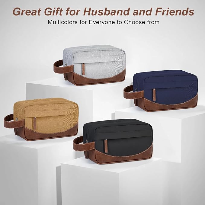 Travel Toiletry Bag for Men, Hanging Toiletry Organizer, Water Resistant Shaving Kit with Large Capacity for Travel Accessories (Black, Medium)