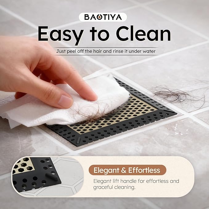 Not Moving Shower Drain Hair Catcher,Effective Hair Catcher Shower Drain,Square Flat Shower Drain Cover Protector Filter,Efficient Drainage,Hair Trap Stopper