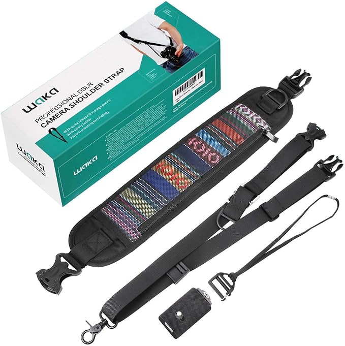 waka Camera Neck Strap with Quick Release and Safety Tether, Adjustable Camera Shoulder Sling Strap for Nikon Canon Sony Olympus DSLR Camera - Retro