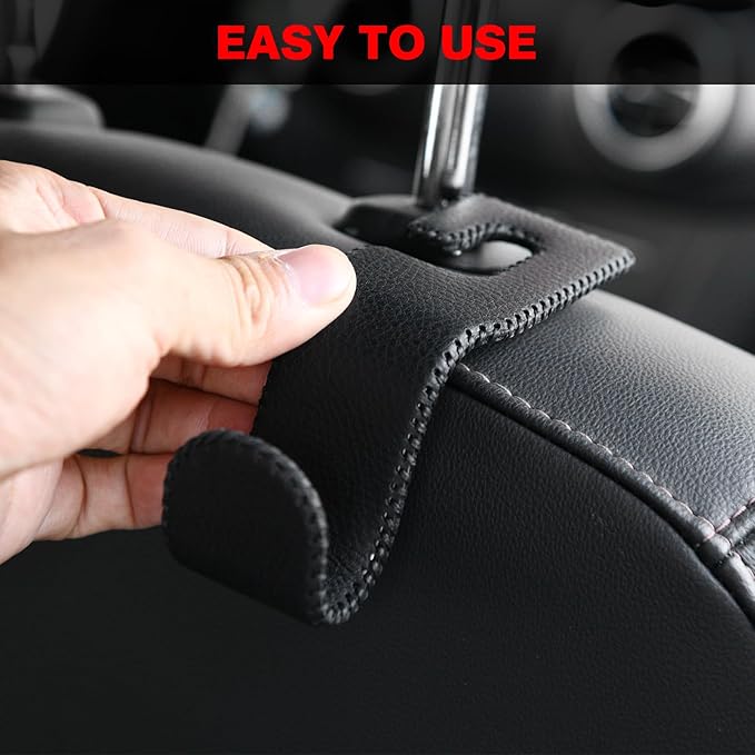 U-Shaped Car Leather Hooks – Car Purse Holder, Headrest Hooks for Car, Back Seat Organizer - Elevate Your Travel Experience!(Beige)