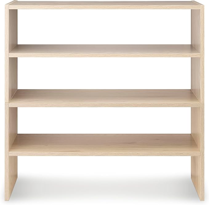 Whitmor Stackable 31" Extra Wide 2-Shelf Storage Organizer, Light Brown, 2 Pack
