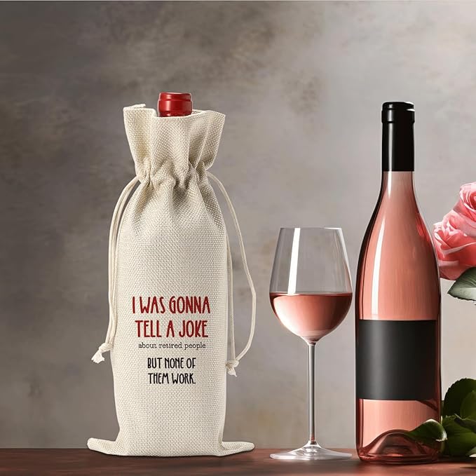 Funny Retirement Gifts for Woman Men Retirement Wine Gifts Bag Happy Retirement Party Decorations Retired Gifts Leaving Gifts for Coworkers Boss